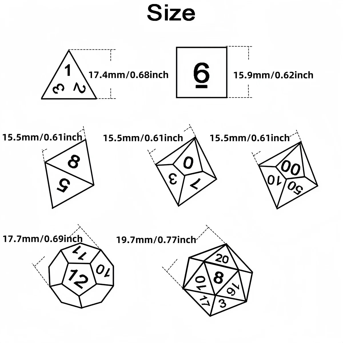 Acrylic Polyhedral Dice Set for Tabletop RPGs