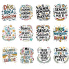 A collection of Spanish Bible verse rub-on transfer stickers for crafts featuring verses like Dios es mi Roca and El Señor Re