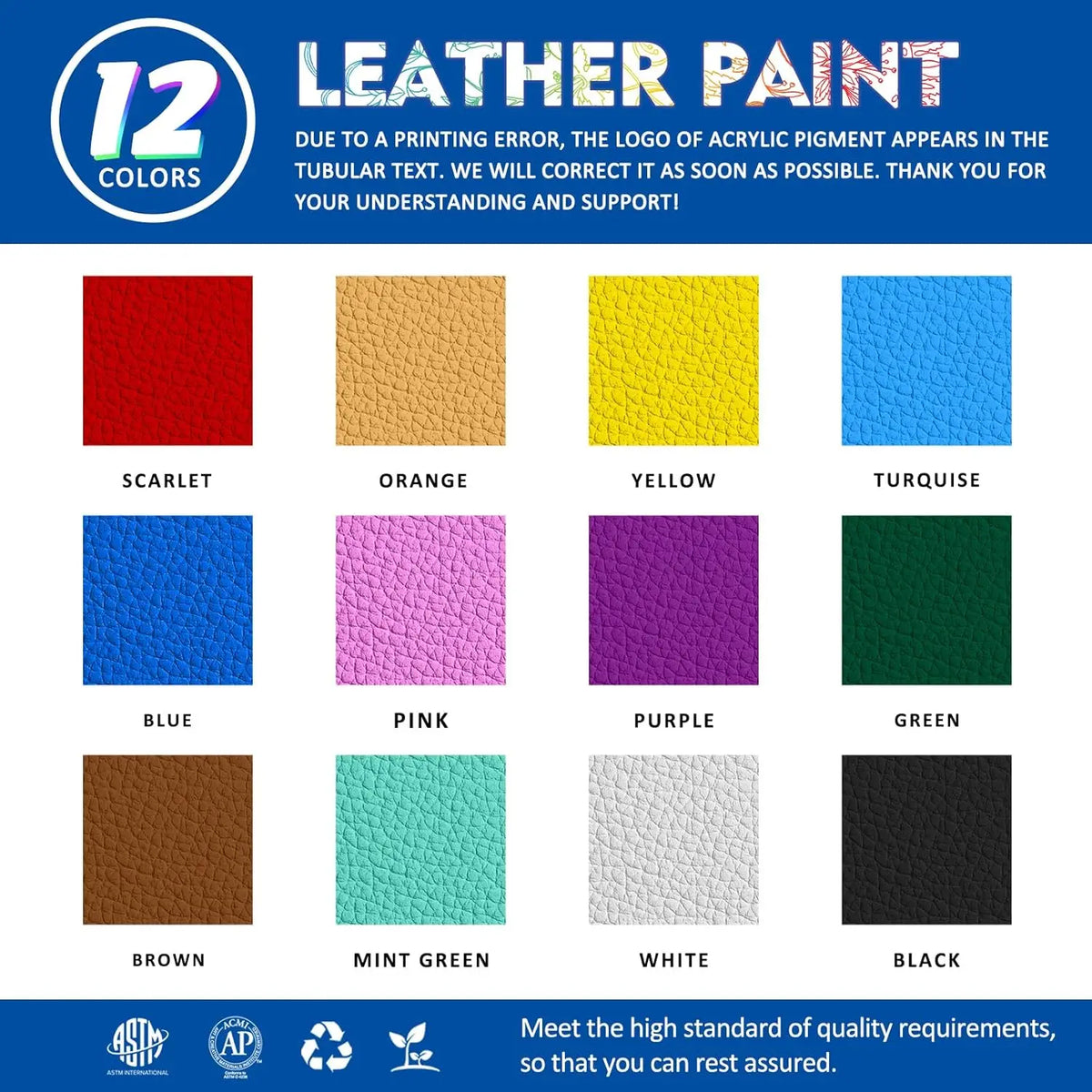 Professional Acrylic Leather Paint Set for Shoes, Bags & DIY Projects