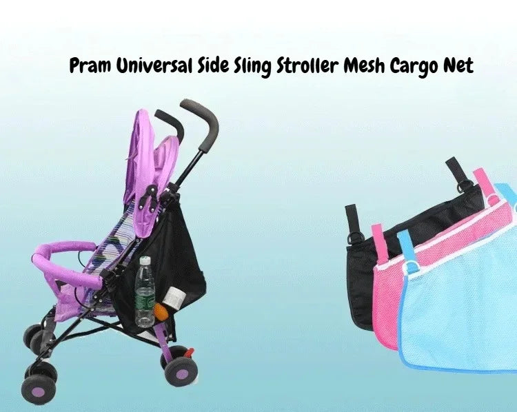 Universal Stroller Side Organizer with Large Capacity Mesh Storage