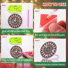 Step-by-step instructions showing how to use a DIY diamond art folding mirror with a leather cover.