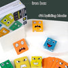 A set of 4 building blocks shaped like faces for a puzzle game, including various colors and expressions.