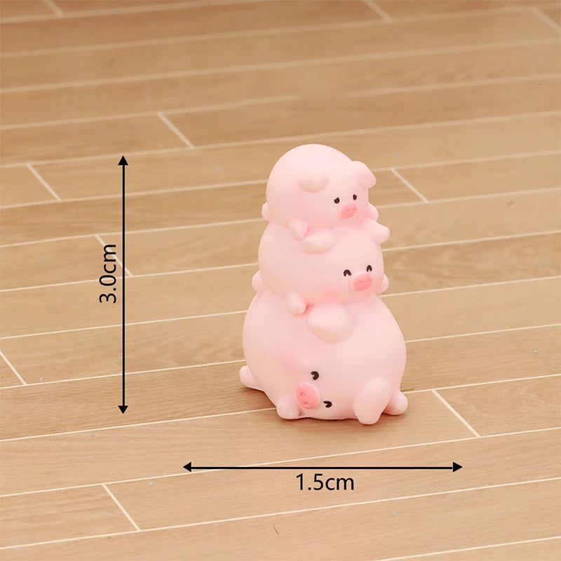 Cute Mini Piggy Resin Figurine for Desk, Shelf & Garden Decor