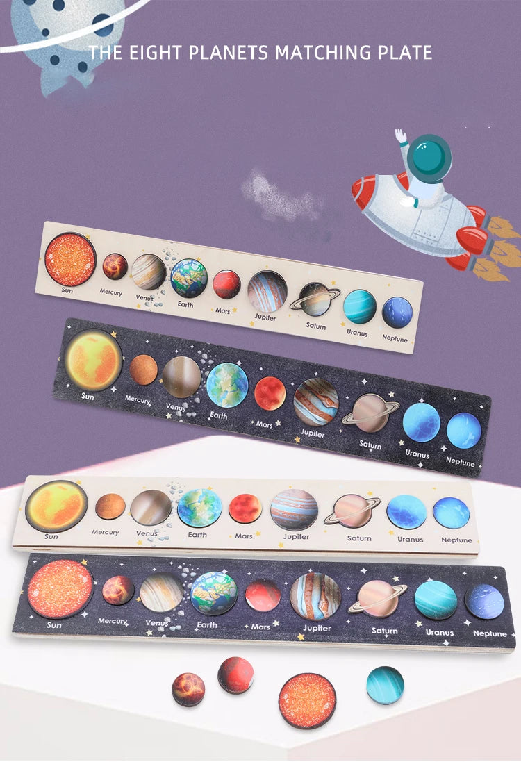 Montessori Wooden Solar System Puzzle for Kids