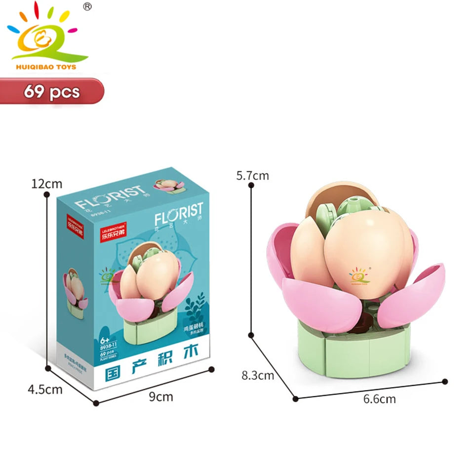 A set of 69 pieces of DIY flower succulent building blocks for desktop plant decor, packaged in a box.