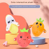 Cute interactive plush fruit toys including a lemon, strawberry, and lime in various colors