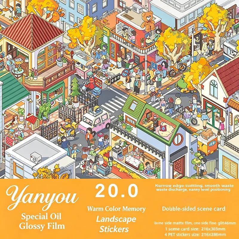 Kawaii 3D Landscape Sticker Set for Journaling and Crafts