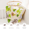 Wooden felt forest animal crib mobile featuring various animals like a giraffe, lion, zebra, and elephant