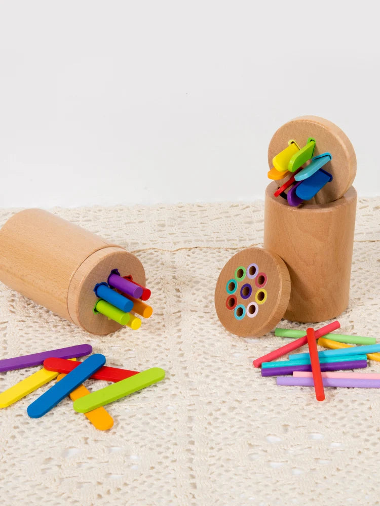 Wooden Color Sorting Toy for Toddlers – Montessori Fine Motor Skills Game
