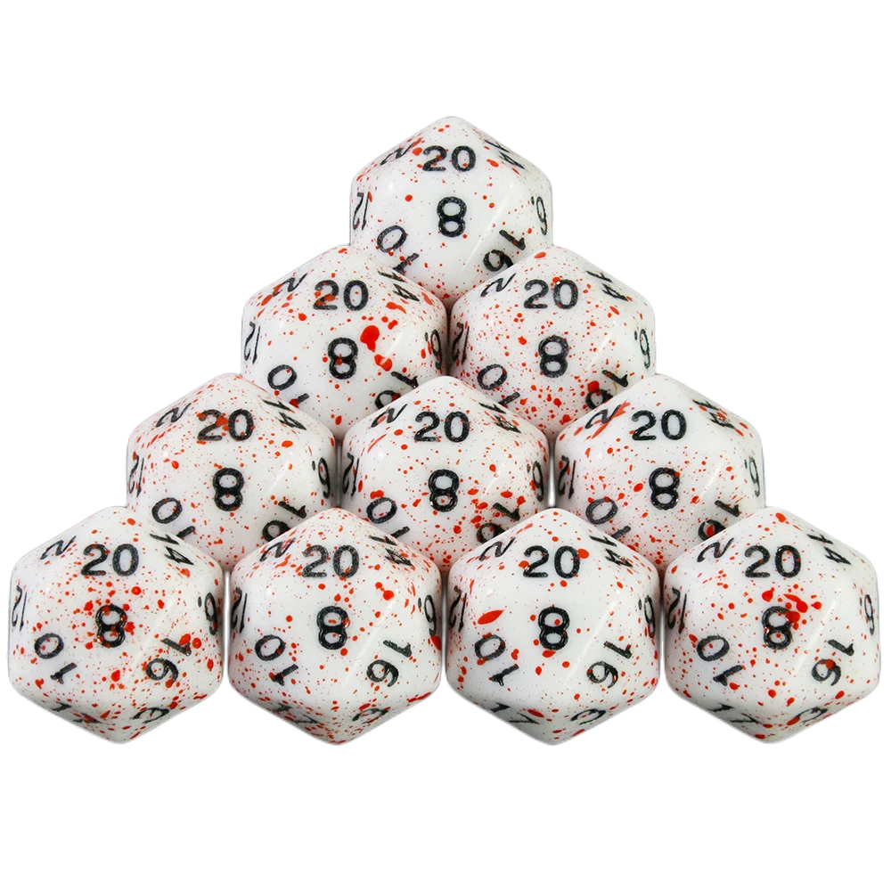 Opaque White Polyhedral Dice Set with Blood Effect for Tabletop RPGs