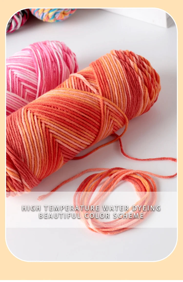 Multicolor Gradient Dyed Acrylic Yarn for Knitting & Crochet