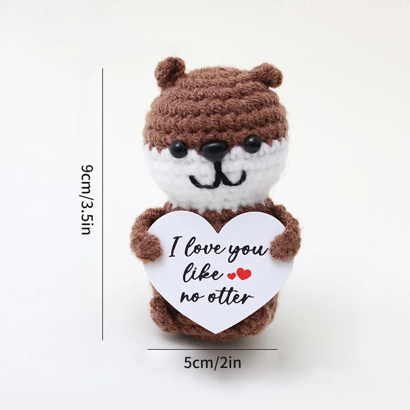Handmade Crochet Positive Doll with Hugging Card