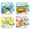 Four watercolor painting books for kids featuring animals and scenes like a dinosaur, a cat, a frog, and a bear.