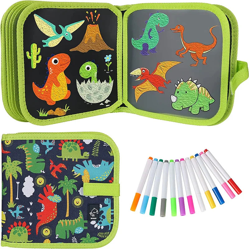 Reusable Erasable Doodle Book for Kids with 12 Watercolor Pens