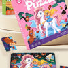 A set of Level Up Puzzle cards featuring characters from the movie, including a green box and several puzzle pieces.