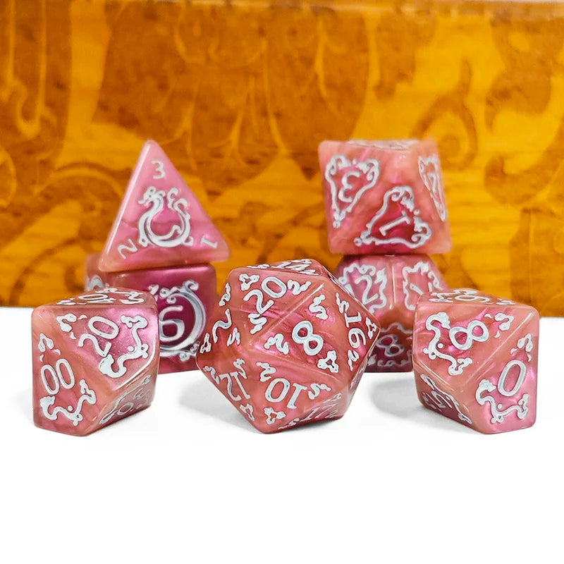 Dragon Pattern Polyhedral Dice Set for RPG & Tabletop Gaming