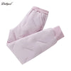 Light purple kids waterproof winter pants with fleece lining