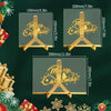 A set of glowing LED message boards in various sizes with Christmas designs and wooden stands.