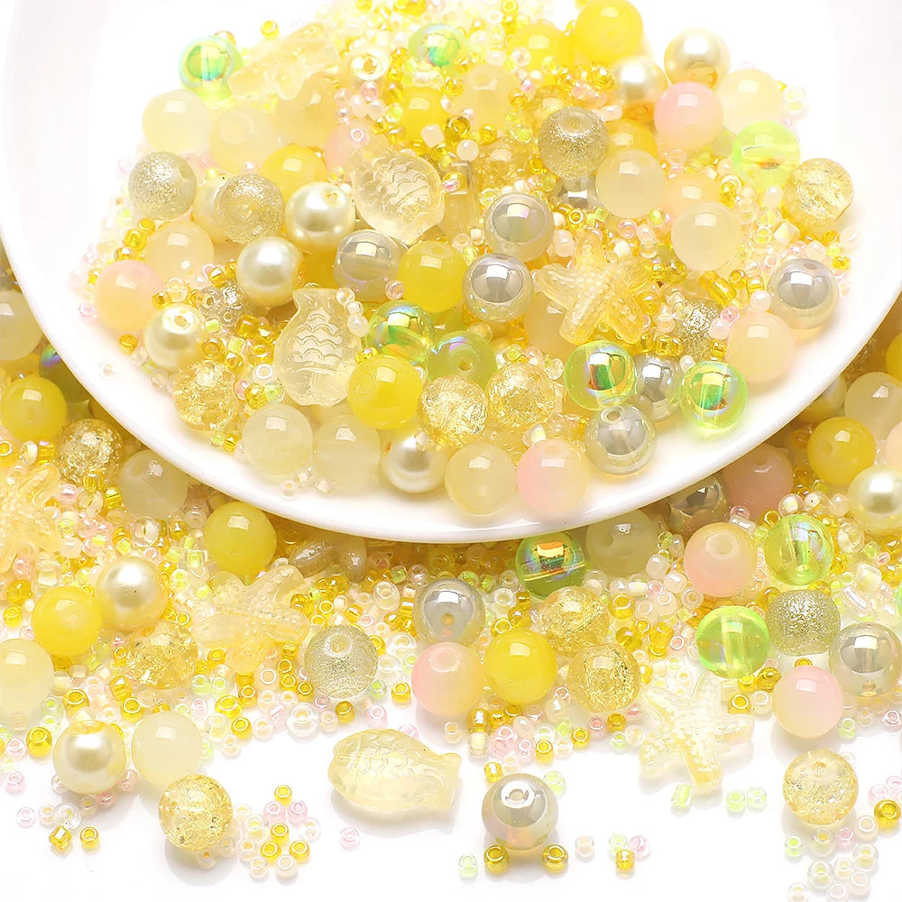 Crystal Glass Seed Beads for Jewelry Making – 45g Mixed Colors & Shapes