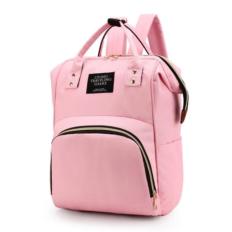 Canvas Baby Diaper Bag with Thermal Bottle Pockets & Hanging Design