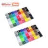 A flat back rhinestone gem set with tools for nail art and DIY crafts, featuring 40 colors organized in two boxes.