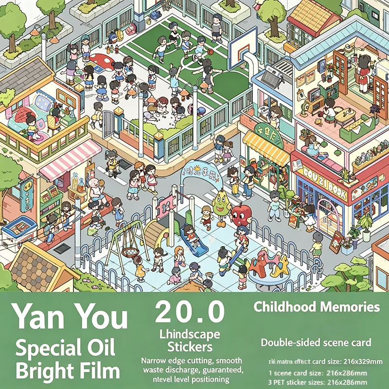 Kawaii 3D Landscape Sticker Set for Journaling and Crafts