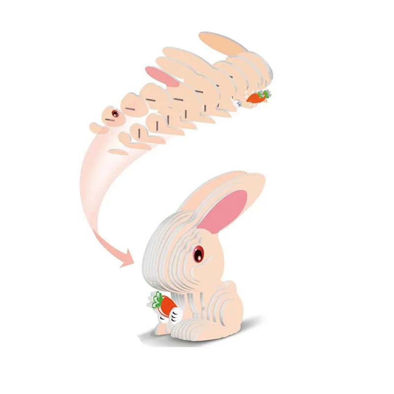 3D Paper Animal Puzzle Craft Kit – Lion, Tiger & Rabbit