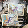 A set of My Little Pony Friendship Eternal Starry Pack Vol. 3 collectible cards displayed on stone steps with pink blossoms.