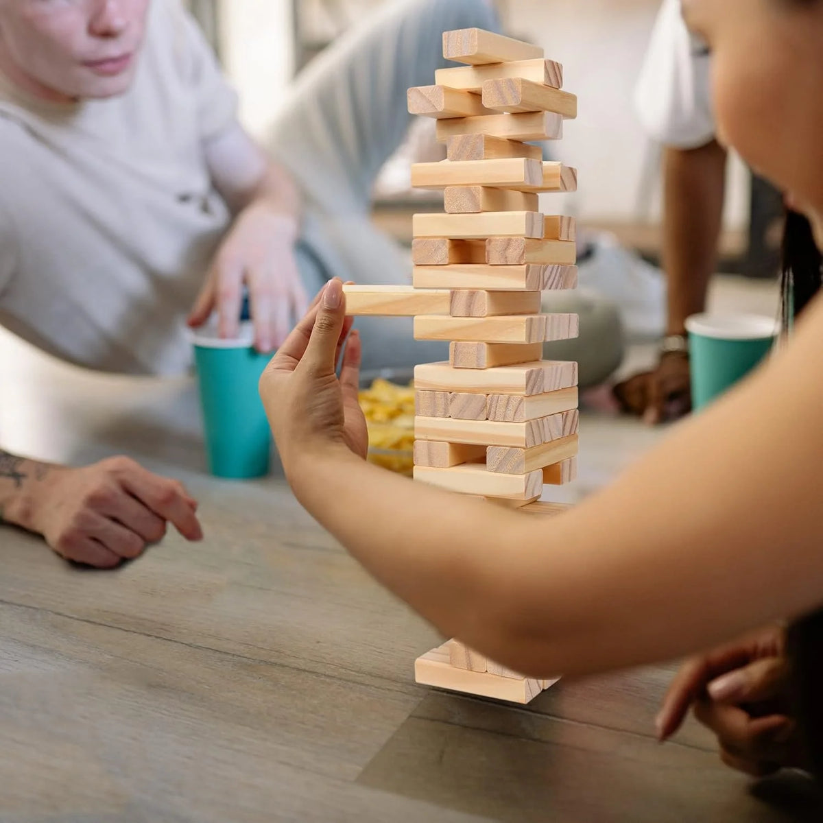Classic Wooden Tumble Tower Game – 54 Pieces for Family Fun