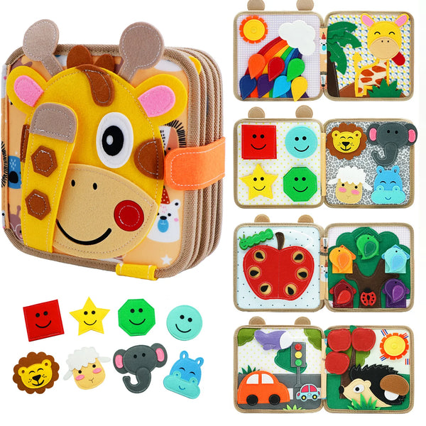 Montessori Busy Board Giraffe Activity Book for Toddlers