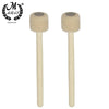 A pair of professional wool felt bass drum mallets with wooden handles.
