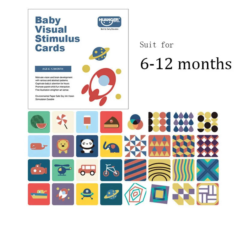 High Contrast Black and White Flash Cards for Baby Visual Development