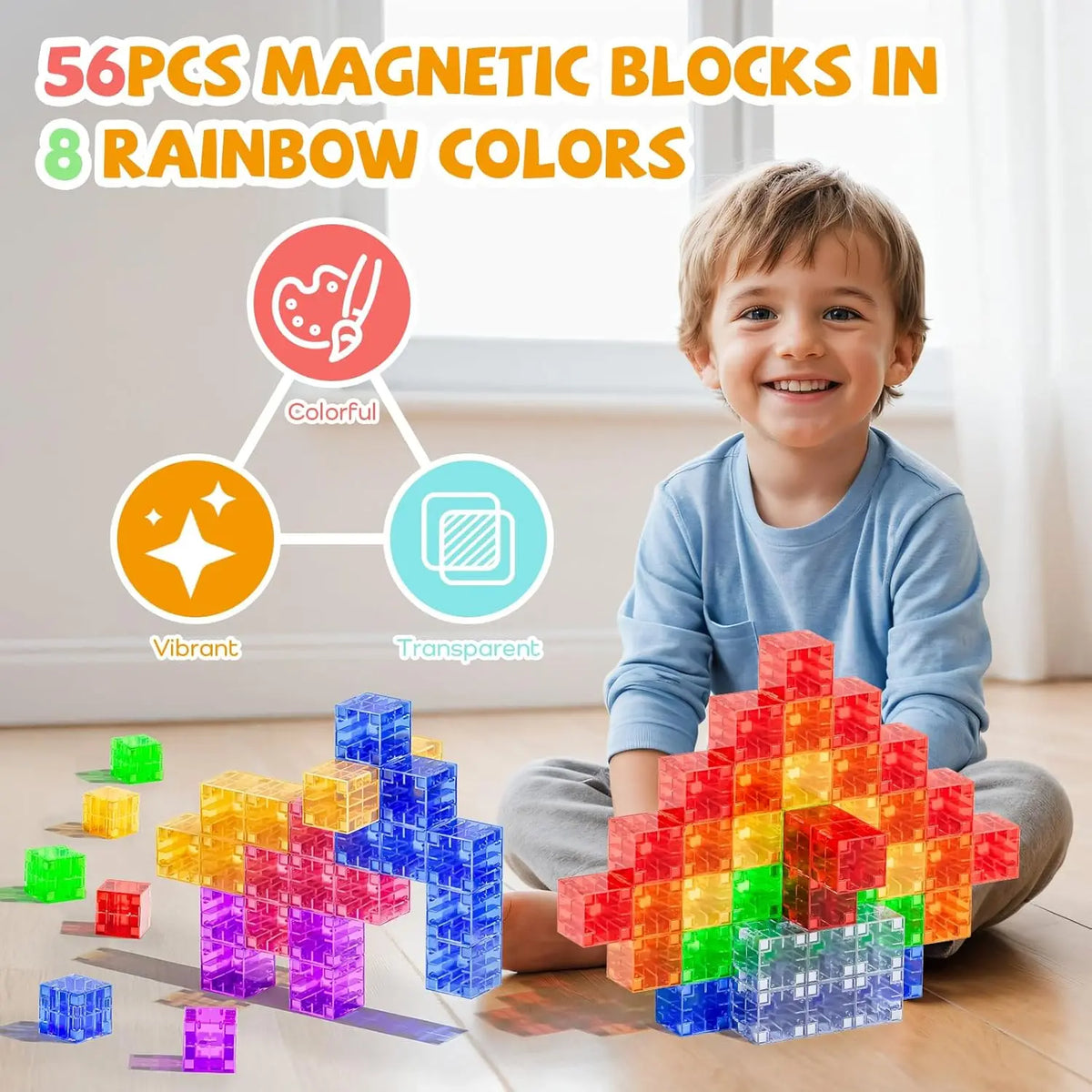 Transparent Magnetic Building Cubes – STEM Learning Construction Set for Kids