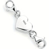 Silver heart-shaped magnetic clasp necklace with a bail and jump ring.
