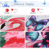 Diamond painting kit featuring a night starry sky scenery with vibrant red and blue colors.