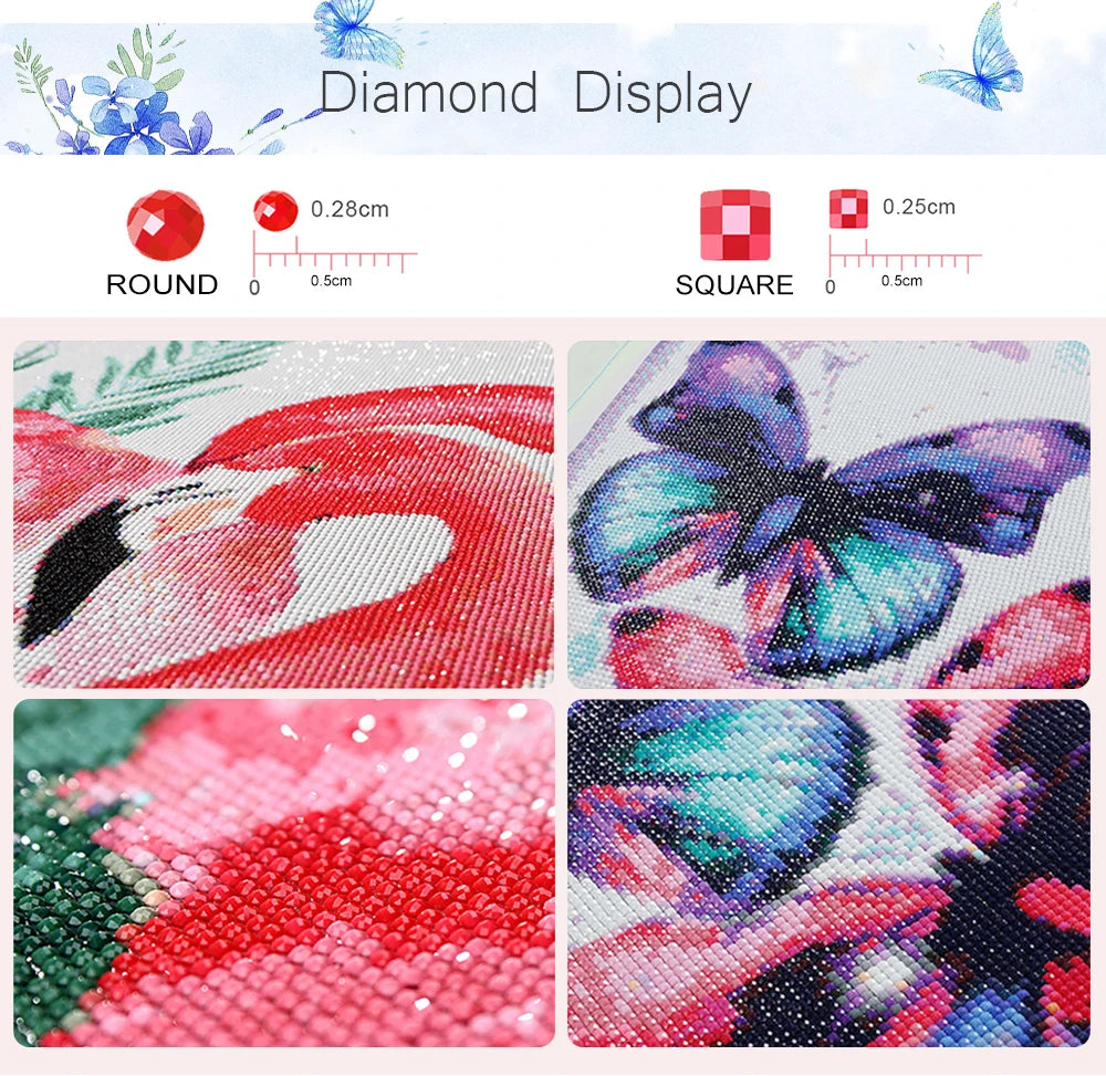 Diamond painting kit featuring a night starry sky scenery with vibrant red and blue colors.