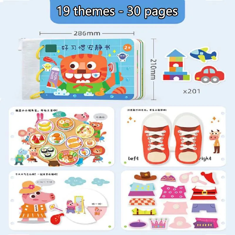 Montessori Quiet Book for Toddlers - Interactive Learning Busy Book