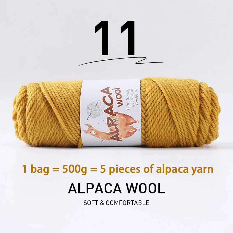 Luxurious Alpaca Wool Blend Yarn — 500g Thick Knitting Yarn