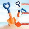 Blue and orange kids excavator digging toy for sand and snow with firm, durable, high quality, and smooth surface features