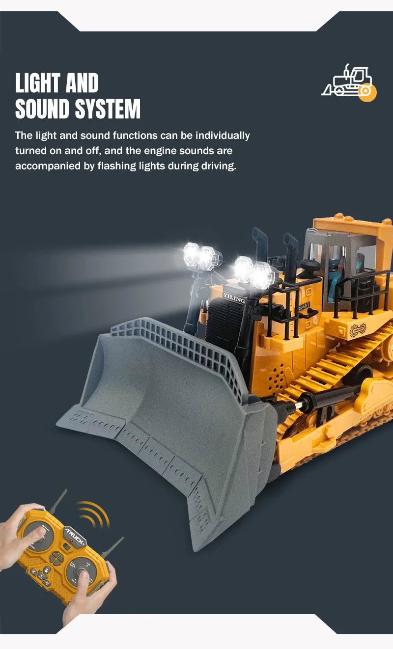 Remote Controlled Bulldozer with Working Shovel and Lights