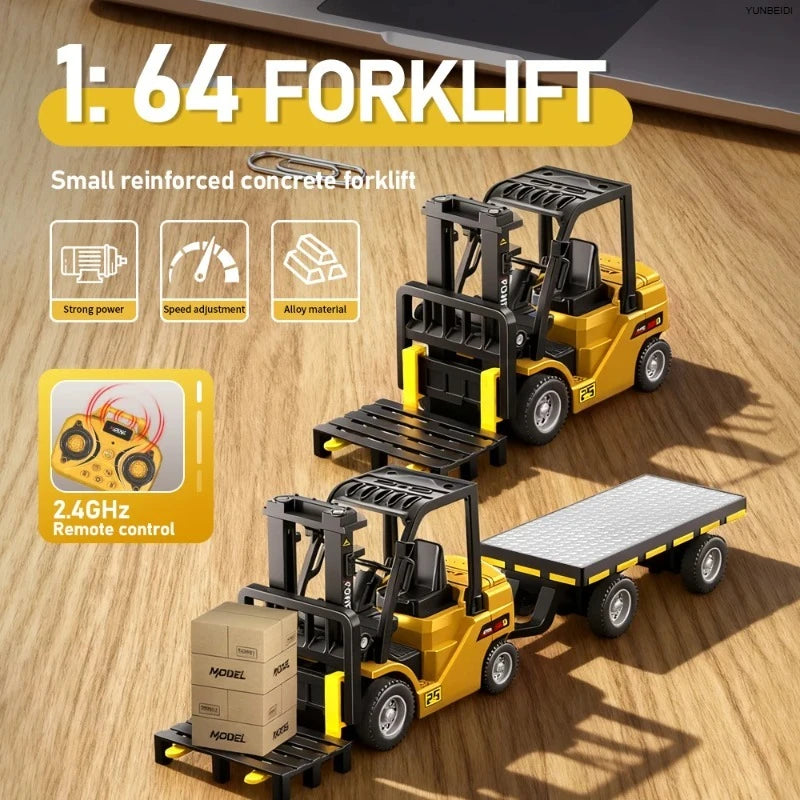 Miniature RC Forklift with Trailer and Bluetooth App Control