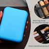 Blue silicone storage bag for a leather sewing kit with mesh and elastic band