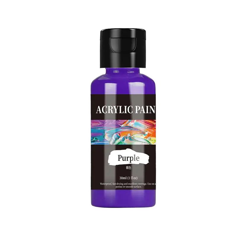 A dark purple bottle of Acrylic Paint used for leather, fabric, and craft projects.
