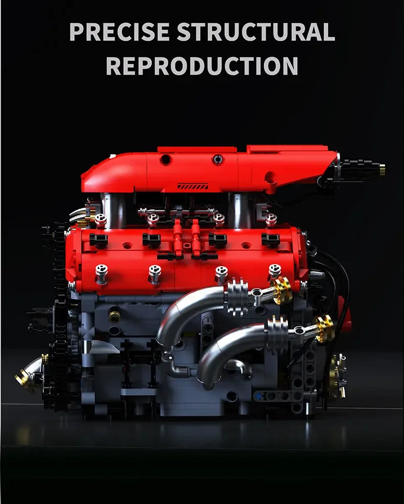 V8 Engine Model Building Blocks Set with Electric Motor