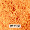 Orange raffia paper shreds used for gift boxes and baskets.