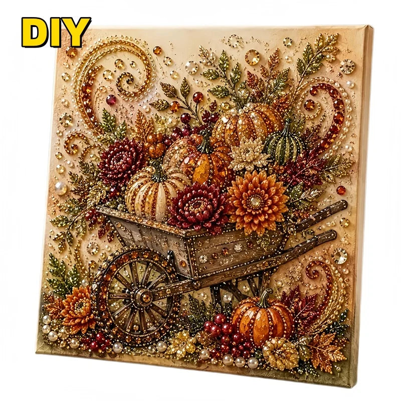 Autumn Pumpkin 5D Pearl Painting Kit with Frame