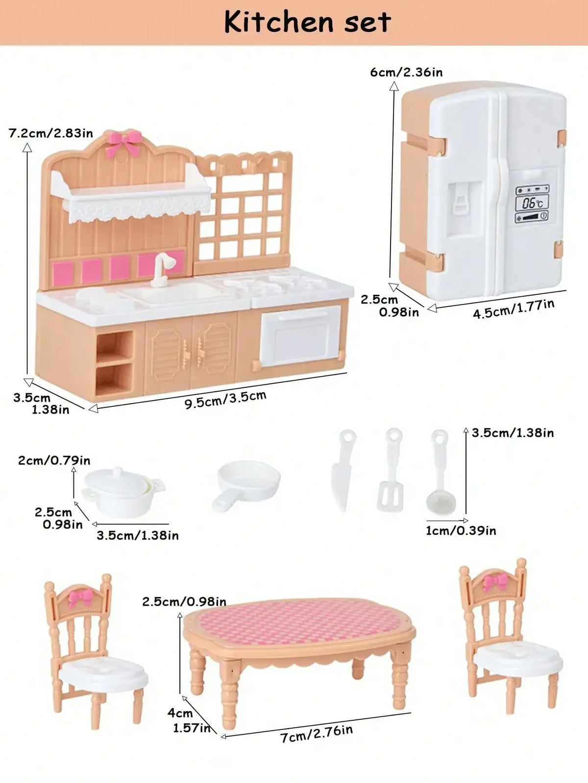 Mini Dollhouse Furniture Set – Bedroom & Kitchen Playset for Kids