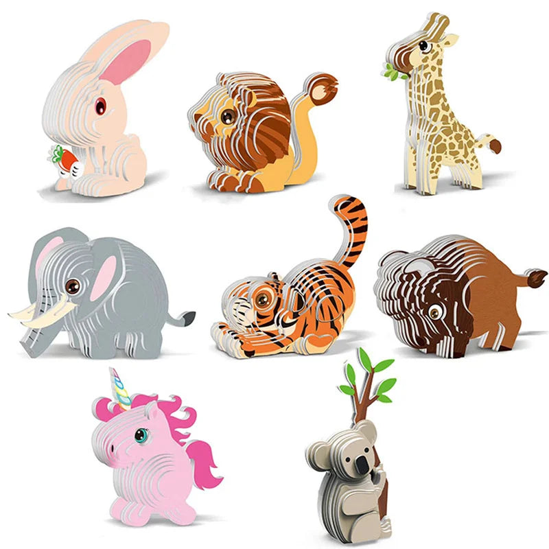 3D Paper Animal Puzzle Craft Kit – Lion, Tiger & Rabbit