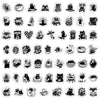 A collection of black cat themed stickers featuring various poses and designs for waterproofing.