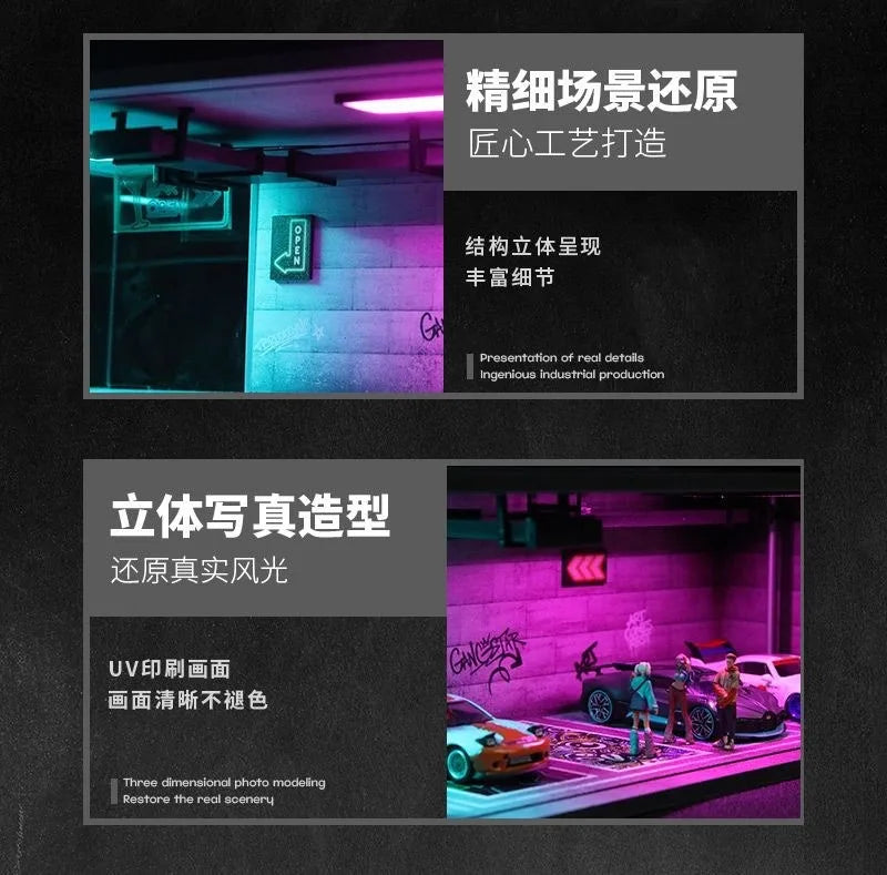 1:64 Scale Garage Diorama Model Kit with Working Lights